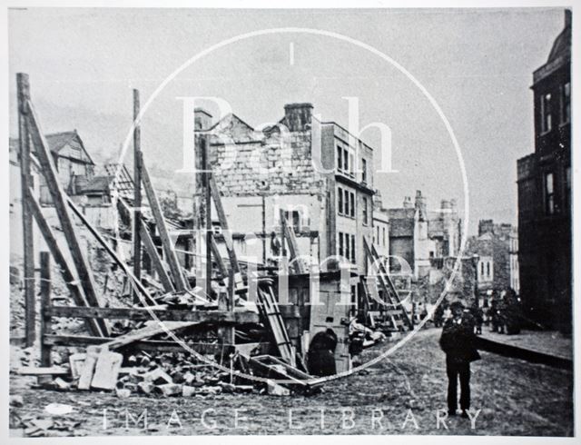 The aftermath of the Hedgemead Landslip, Somerset Buildings, Bath 1881