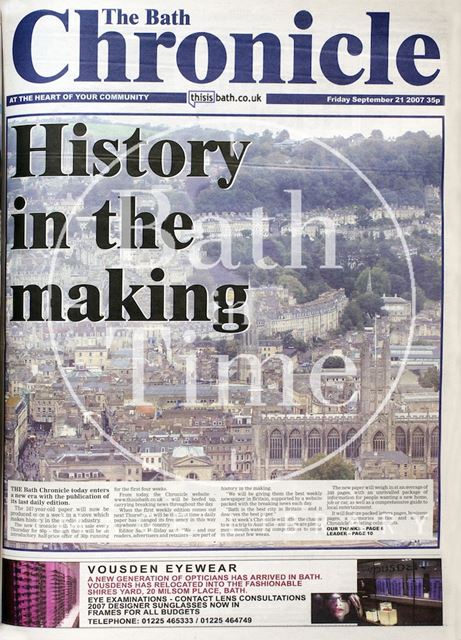 The final daily edition of the Bath Chronicle 2007