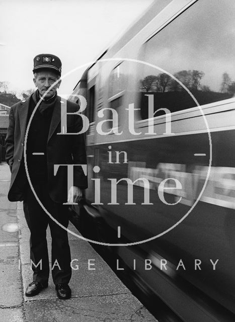 Railwayman Robin Hunt at Bath Spa Station 1987