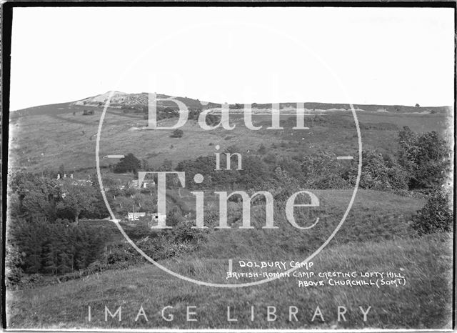 Dolbury Camp, cresting Lofty Hill above Churchill near Langford, Somerset 1935