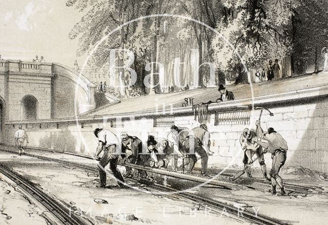 Navvies working on the Great Western Railway, Sydney Gardens, Bath c.1840 - detail