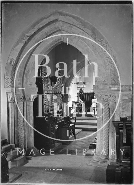 Interior of Lullington Church near Beckington, Somerset 1935