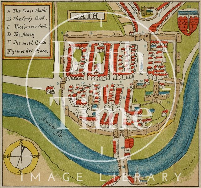 Early map of Bath 1588