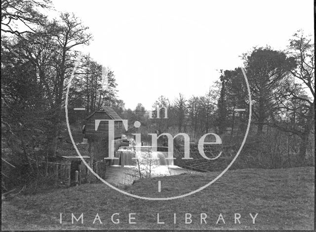 Sluice gate and hut at an unidentified location c.1900