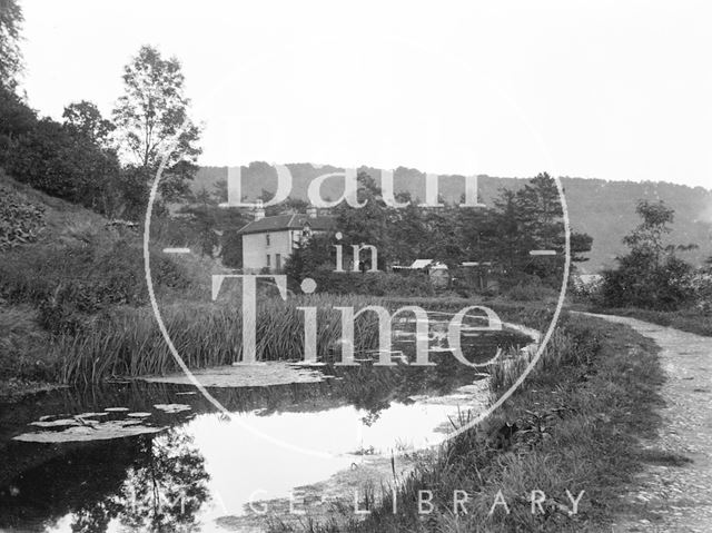 The Somersetshire Coal Canal in Monkton Combe, approaching the Viaduct Inn and Brassknocker Basin c.1900