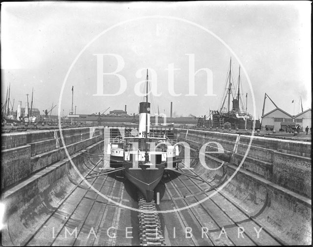 Paddle steamer in dry dock c.1900