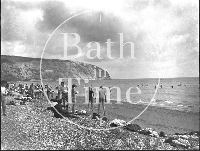 Members of a military unit bathing near Swanage, Dorset c.1910