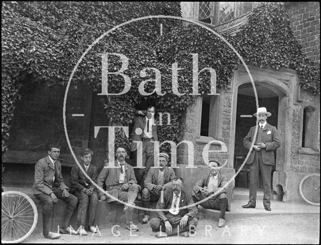 Cyclists rest at the Lansdowne Arms, Derry Hill c.1900