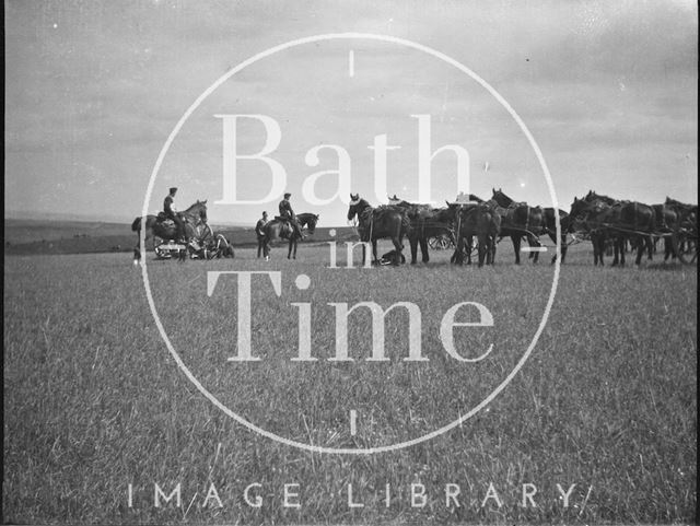 Field gun manoeuvres, Salisbury Plain, Wiltshire? c.1910