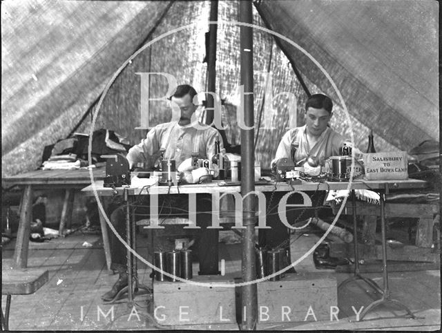 Telegraphers at East Down military camp, Salisbury Plain, Wiltshire 1904