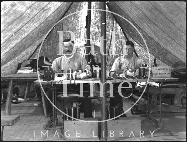 Telegraphers at East Down military camp, Salisbury Plain, Wiltshire 1904