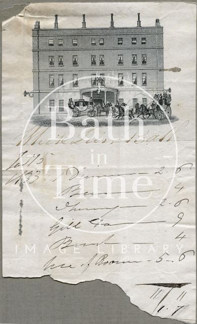 Bill from the White Lion Hotel, Bath 1833