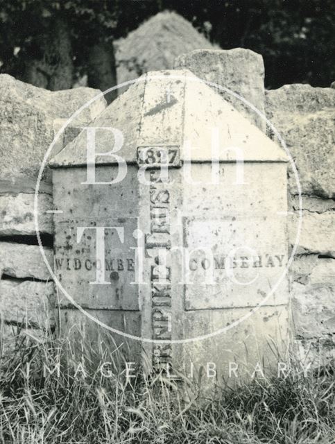 Parish boundary marker at Odd Down near the site of the Burnt House Turnpike, Bath c.1950