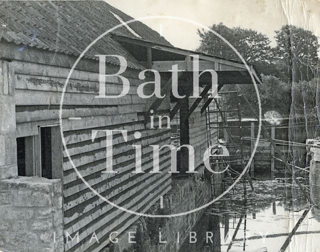 The unrestored wharf building on the Kennet and Avon Canal, Bradford-on-Avon, Wiltshire 1974