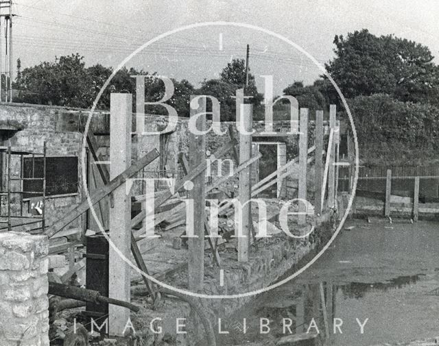 Restoring the wharf building on the Kennet and Avon Canal, Bradford-on-Avon, Wiltshire c.1975?