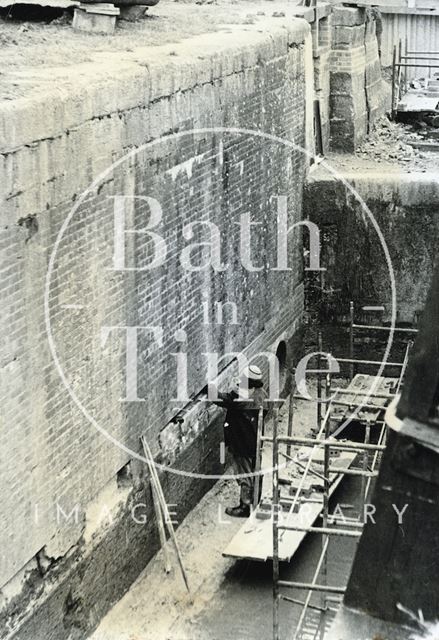 Restoration of brickwork in a lock on the Kennet and Avon Canal, Bradford-on-Avon, Wiltshire? c.1974