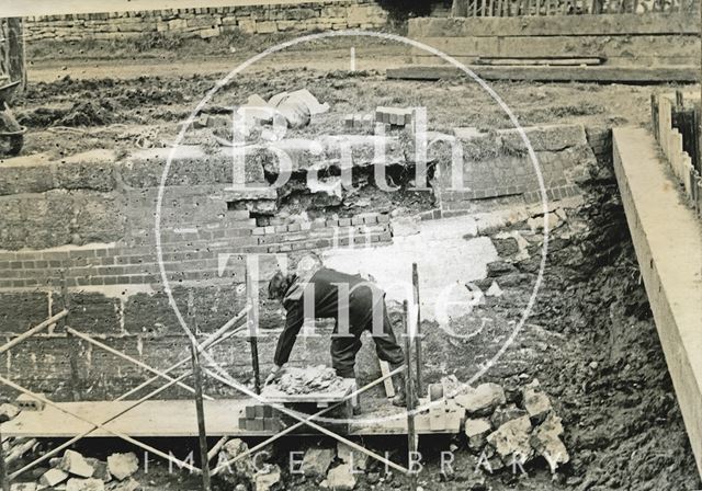 Restoration of brickwork in a lock on the Kennet and Avon Canal c.1974