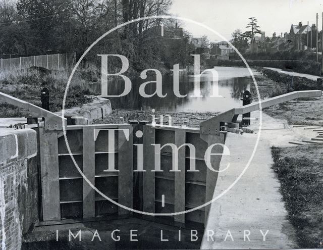 New lock gates at Caen Hill on the Kennet and Avon Canal near Devizes, Wiltshire c.1980?