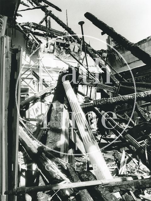 The aftermath of the fire at Prior Park, Bath 1991