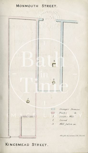 Plan of the location of Pinch's Well, between Monmouth and Kingsmead Street, Bath 1836