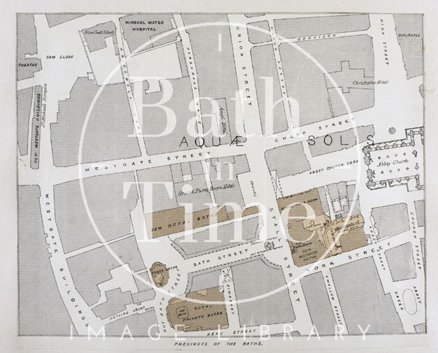 Map of precincts of the Baths, Bath c.1870