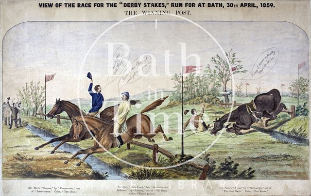 View of the race for the Derby Stakes run for at Bath 1859