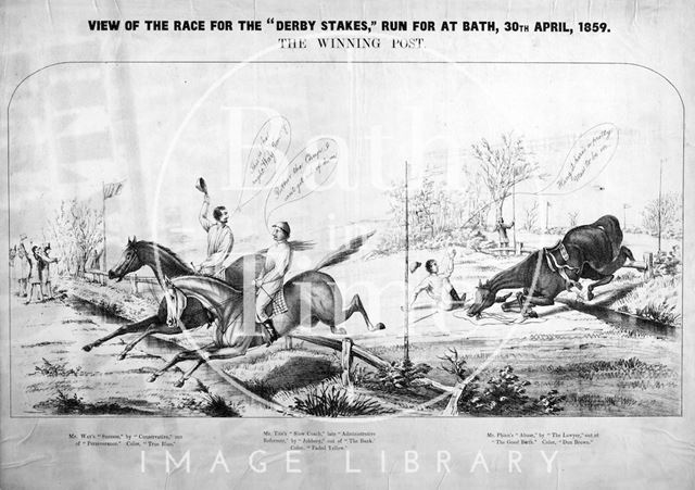 View of the race for the Derby Stakes run for at Bath 1859