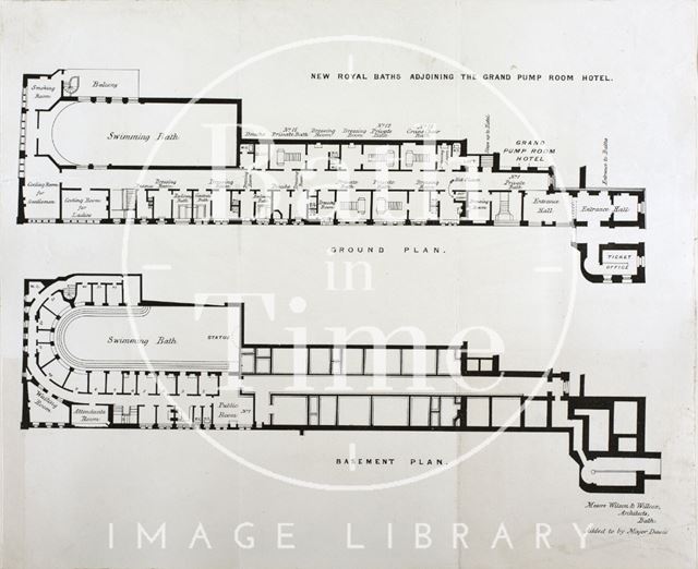 Plan of the New Royal Baths adjoining the Grand Pump Room Hotel, Bath c.1870