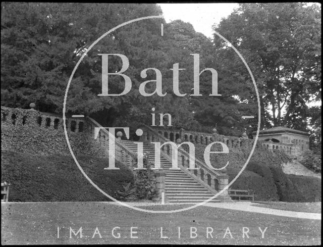 Steps in a formal garden in an unidentified location c.1900