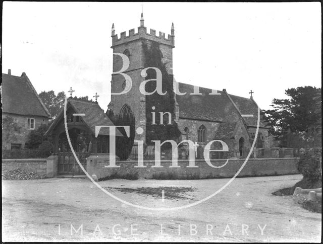 Church and lych gate, St. Mary the Virgin, Wylye, Wiltshire c.1900