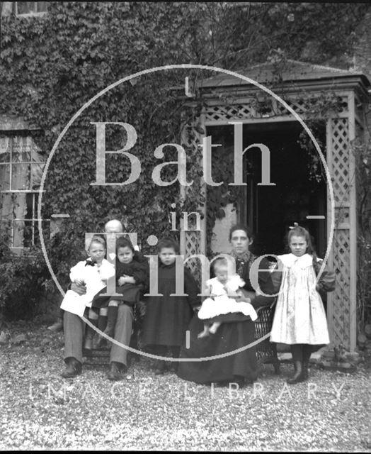 Herbert Pitcher and family at Deptford Post Office, Wiltshire c.1900