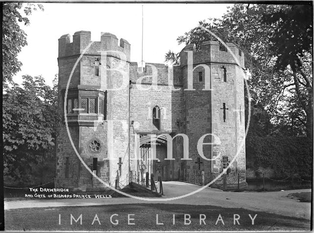 The Drawbridge and Gate of the Bishop's Palace, Wells, Somerset c.1937