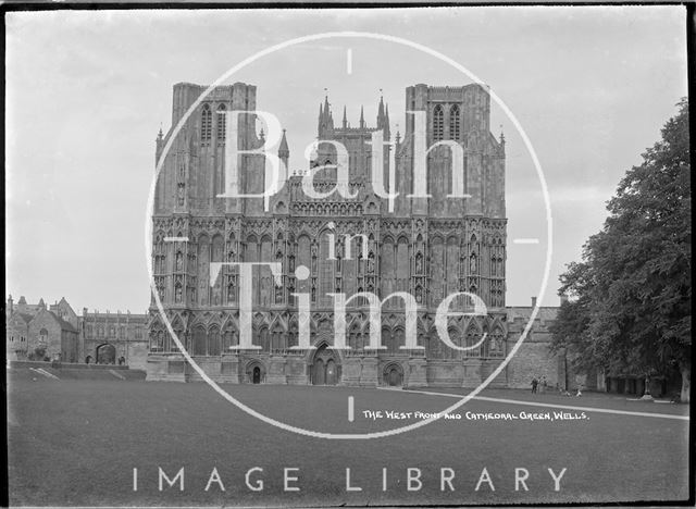 The west front and Cathedral Green, Wells, Somerset c.1930