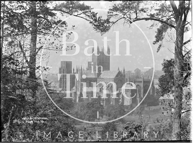 View of Wells Cathedral from Tor Hill, Somerset c.1930