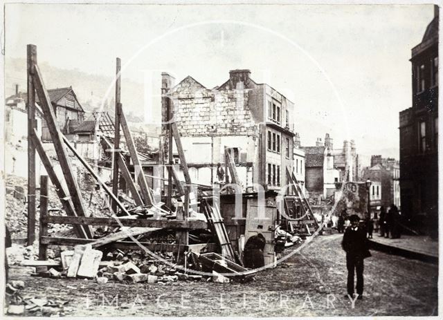 The aftermath of the Hedgemead Landslip, Somerset Buildings, Bath 1881