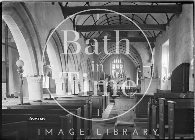 Interior of Church of St. Mary the Virgin, at Burton (Nettleton), Wiltshire c.1935