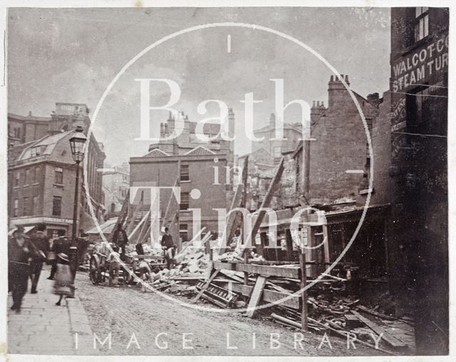 The aftermath of the Hedgemead Landslip, Somerset Buildings, Bath 1881