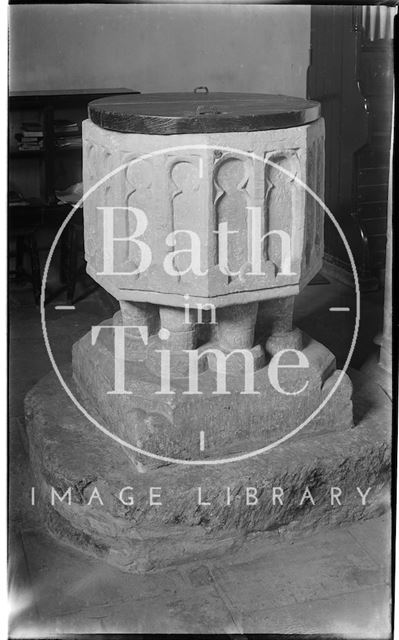 Font, Church of St. Mary the Virgin, Boxwell, Gloucestershire c.1930