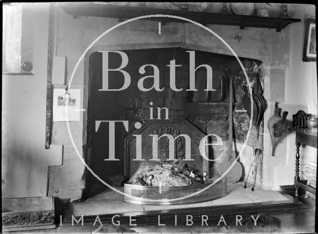 Fireplace, thought to be inside the Tudor House, Broadway, Worcestershire c.1930