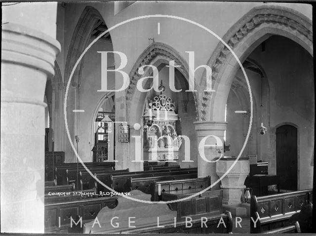 Interior of the Church of St. Michael, Aldbourne near Marlborough, Wiltshire c.1920