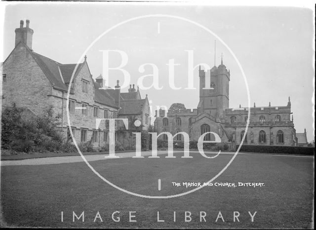 The Manor and St. Mary Magdalene Church, Ditcheat near Shepton Mallet, Somerset c.1936