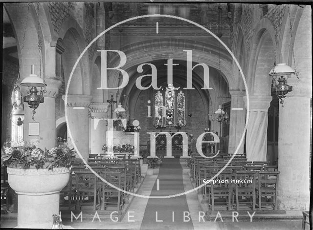 Interior of St. Michael's Church, Compton Martin, Somerset c.1935