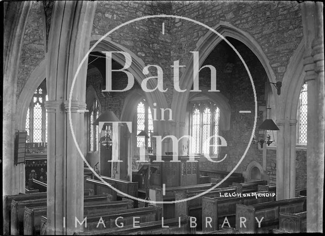 Interior of St. Giles's Church, Leigh-on-Mendip, Somerset 1935