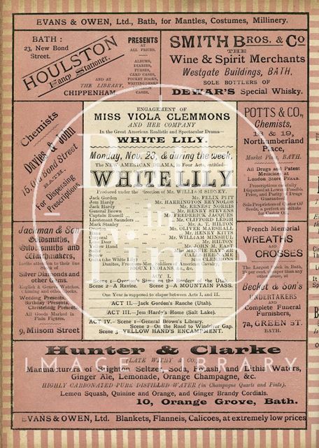 Engagement of Miss Viola Clemmons and her Company. White Lily 1891