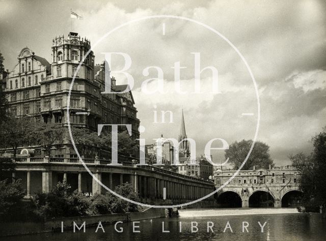 The Empire Hotel and Pulteney Bridge, Bath 1956