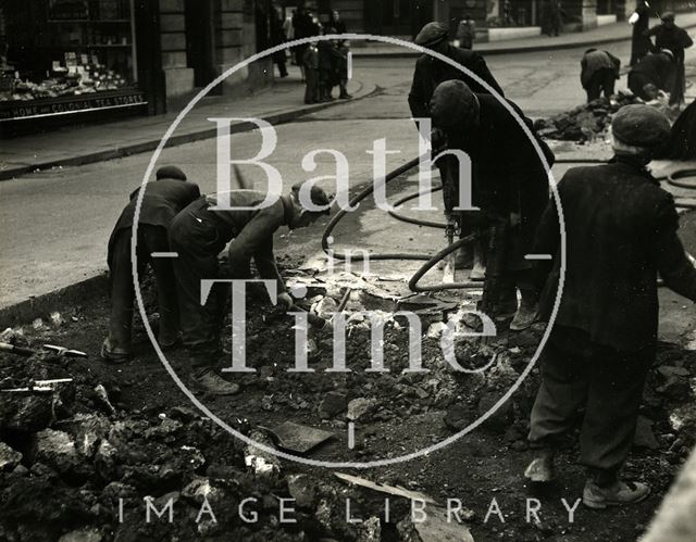 Men at work on the Southgate Street, Dorchester Street junction, Bath 1953