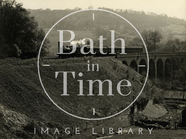 The Somerset & Dorset Joint Railway crossing Horsecombe Viaduct at Tucking Mill 1953