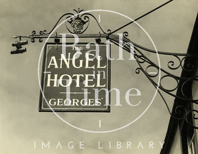 The Angel Inn pub sign, Frome, Somerset 1953