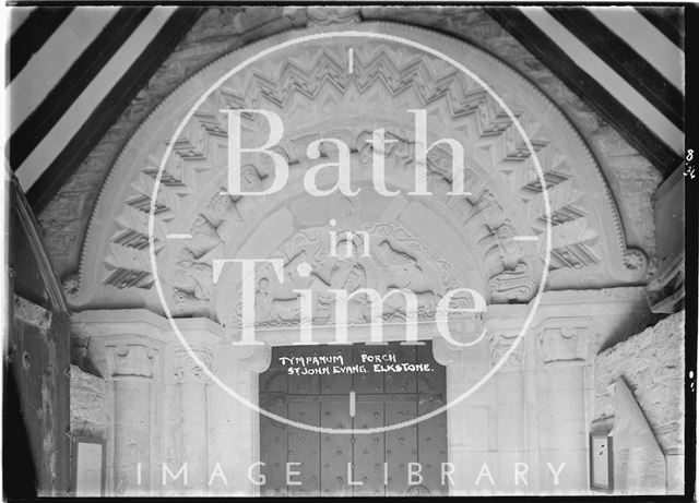 Norman Doorway and porch tympanum, St. John the Evangelist Church, Elkstone, Gloucestershire 1934