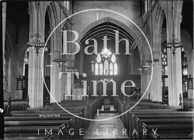 Interior of All Saints' Church, Wrington, Somerset 1935